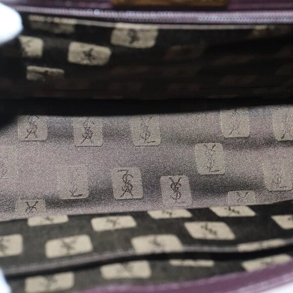 SAINT LAURENT Hand Bag Leather 2way Purple Gold - Picture 14 of 16